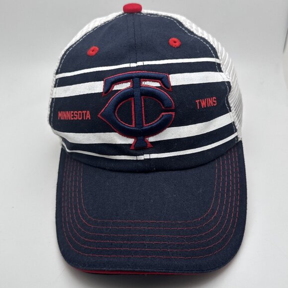 Minnesota Twins Trucker Hat Cap Snap Back Blue White Mesh Base Ball GR65 - Picture 1 of 5